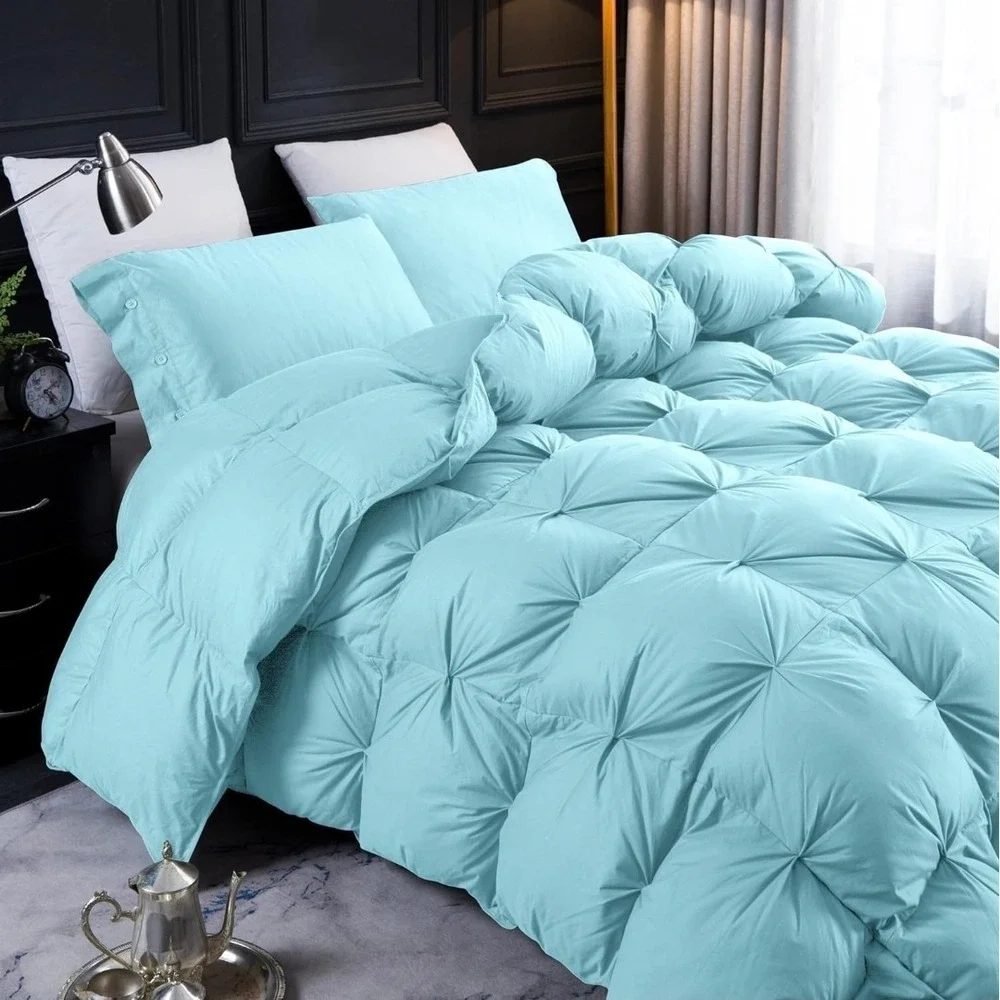 Three Geese Pinch Pleat Waterfowl Feathers and Down Comforter Queen Size Duvet